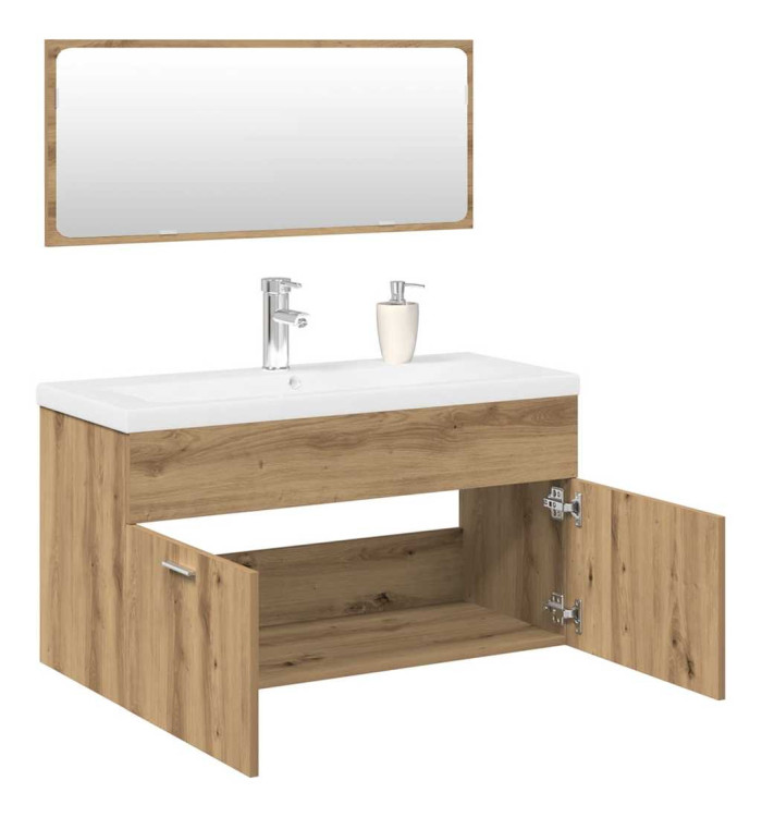 Ensemble de meubles salle de bain 3 pcs bois d'ingénierie | Mobilier & Déco
