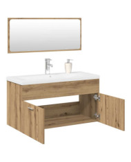 Ensemble de meubles salle de bain 3 pcs bois d'ingénierie | Mobilier & Déco