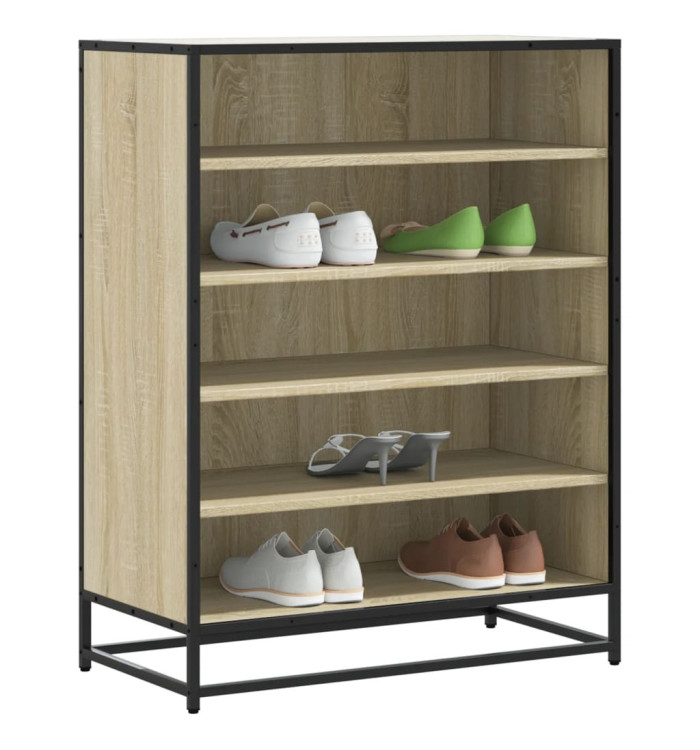 Armoire à chaussures chêne sonoma bois d'ingénierie et métal | Mobilier & Déco