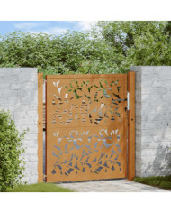 Porte de jardin acier résistant aux intempéries design feuilles | Mobilier & Déco