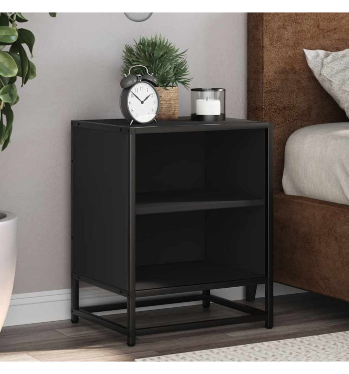 Table de chevet noir 40x31x50 cm bois d'ingénierie et métal | Mobilier & Déco