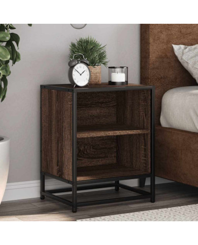 Tables de chevet 2 pcs chêne marron bois d'ingénierie et métal | Mobilier & Déco