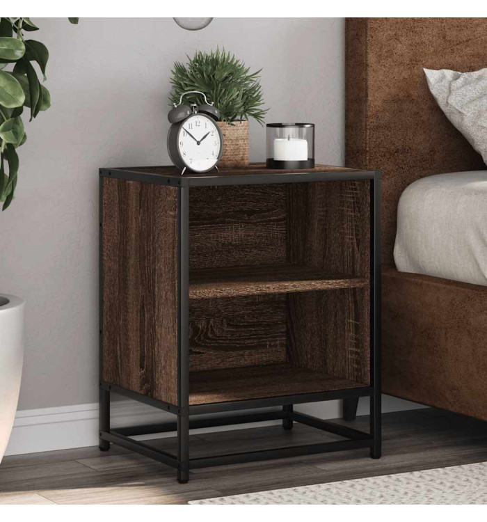 Tables de chevet 2 pcs chêne marron bois d'ingénierie et métal | Mobilier & Déco