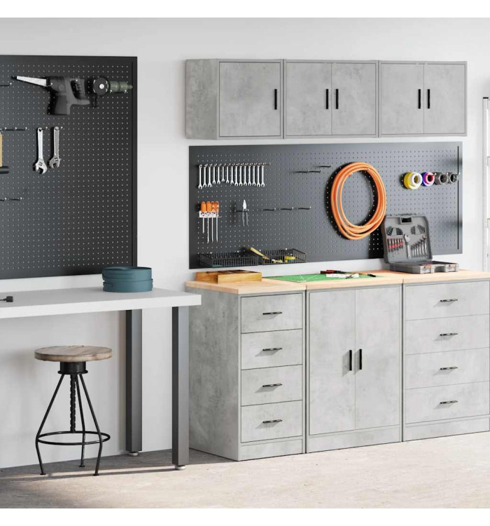 Armoires de garage 2 pcs gris béton bois d'ingénierie | Mobilier & Déco