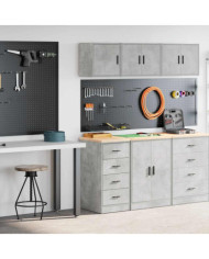 Armoires de garage 2 pcs gris béton bois d'ingénierie | Mobilier & Déco
