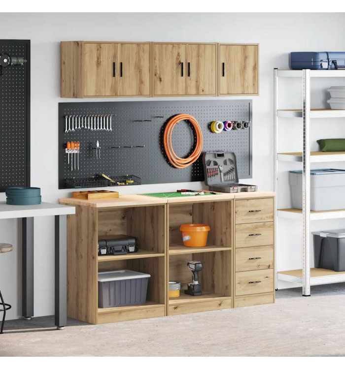 Armoires garage 6 pcs chêne artisanal bois d'ingénierie | Mobilier & Déco