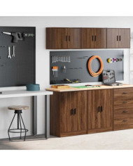 Armoires de garage 2 pcs chêne marron bois d'ingénierie | Mobilier & Déco