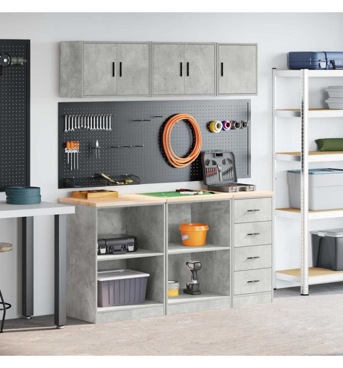 Armoires de garage 6 pcs gris béton bois d'ingénierie | Mobilier & Déco