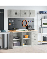 Armoires de garage 6 pcs gris béton bois d'ingénierie | Mobilier & Déco