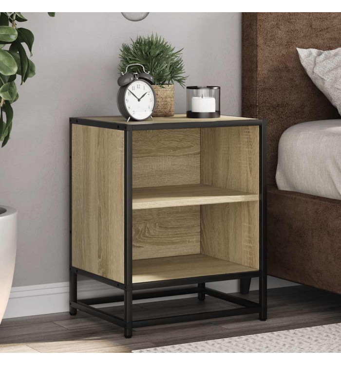 Table de chevet chêne sonoma 40x31x50cm bois d'ingénierie métal | Mobilier & Déco