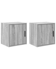 Armoires murales de garage 2 pcs sonoma gris bois d'ingénierie | Mobilier & Déco