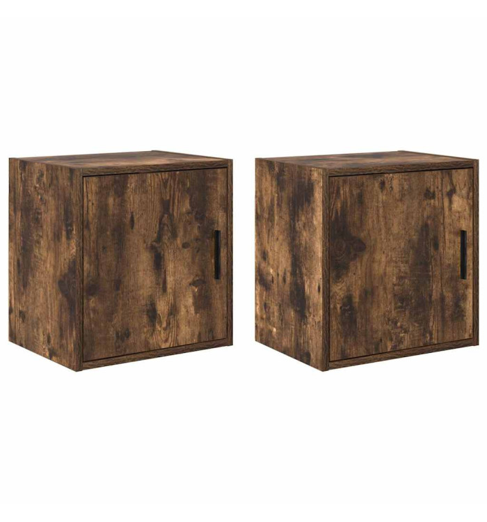 Armoires murales de garage 2 pcs chêne fumé bois d'ingénierie | Mobilier & Déco