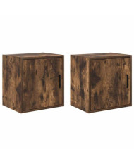 Armoires murales de garage 2 pcs chêne fumé bois d'ingénierie | Mobilier & Déco