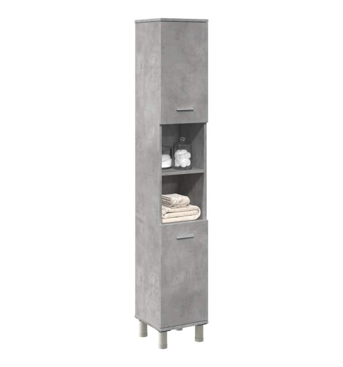 Armoire de salle de bain Gris béton 30x30x179 cm Aggloméré | Mobilier & Déco