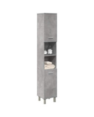 Armoire de salle de bain Gris béton 30x30x179 cm Aggloméré | Mobilier & Déco