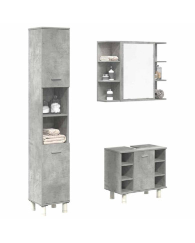 Ensemble de meubles de salle de bain 3 pcs gris béton | Mobilier & Déco