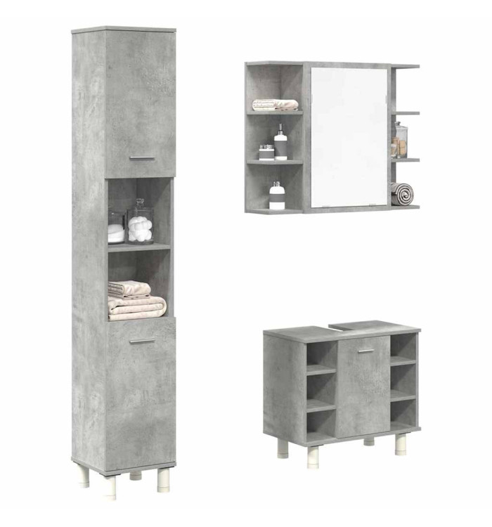 Ensemble de meubles de salle de bain 3 pcs gris béton | Mobilier & Déco