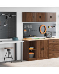 Armoires de garage 2 pcs chêne marron bois d'ingénierie | Mobilier & Déco