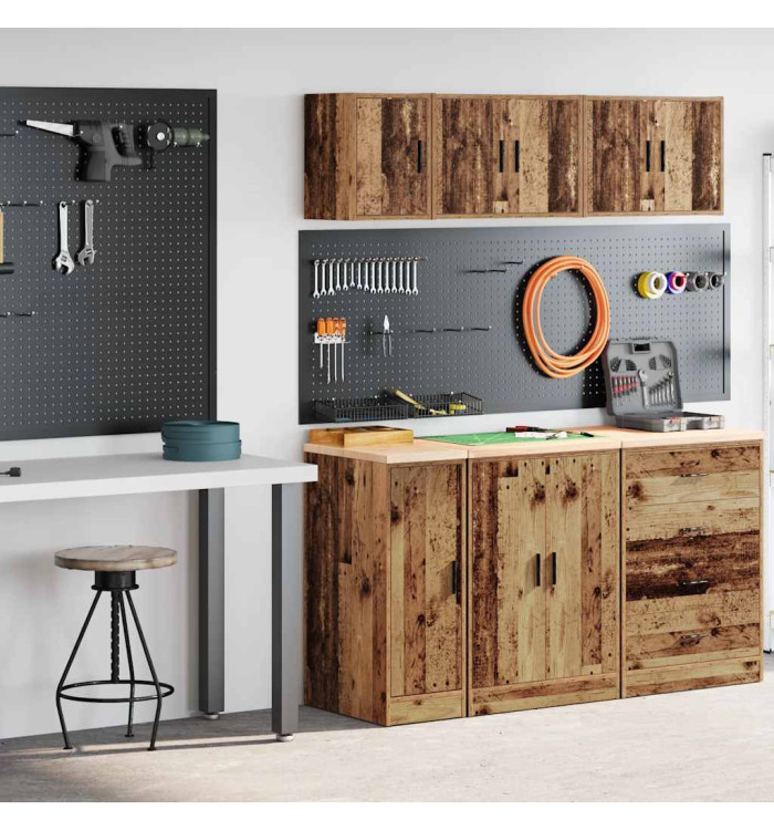 Armoires de garage 2 pcs vieux bois bois d'ingénierie | Mobilier & Déco