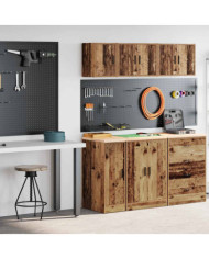 Armoires de garage 2 pcs vieux bois bois d'ingénierie | Mobilier & Déco