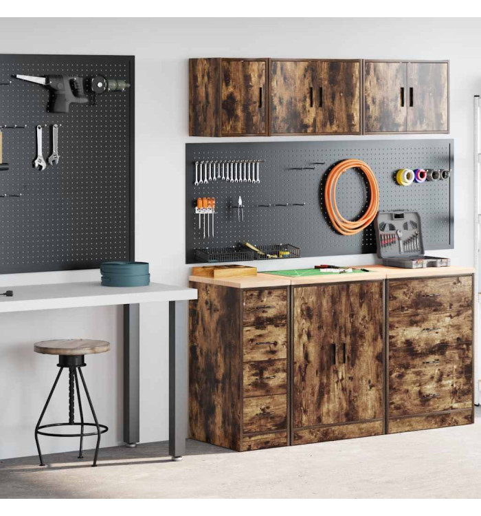 Armoires de garage 2 pcs chêne fumé bois d'ingénierie | Mobilier & Déco