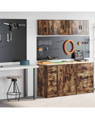 Armoires de garage 2 pcs chêne fumé bois d'ingénierie | Mobilier & Déco