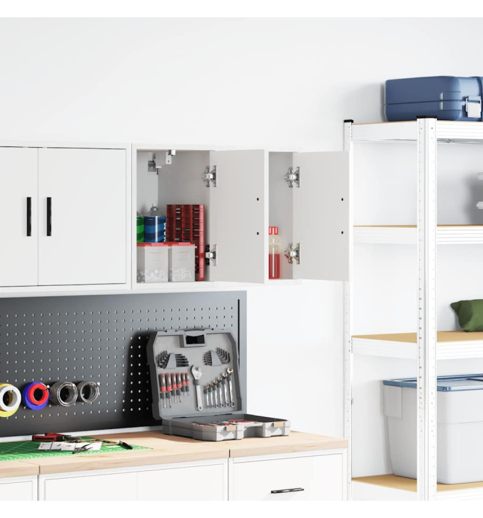 Armoires murales de garage 2 pcs blanc bois d'ingénierie | Mobilier & Déco