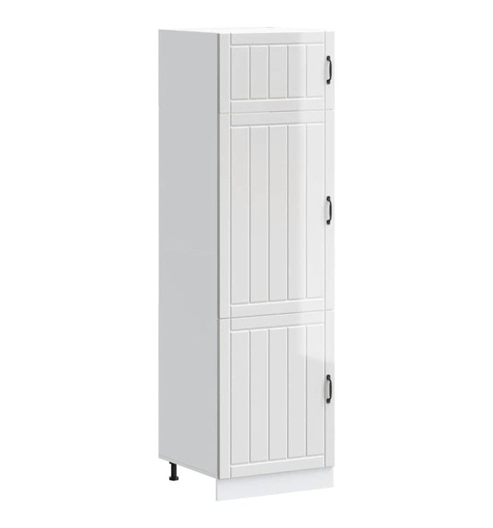 Armoire de cuisine Lucca blanc brillant bois d'ingénierie | Mobilier & Déco