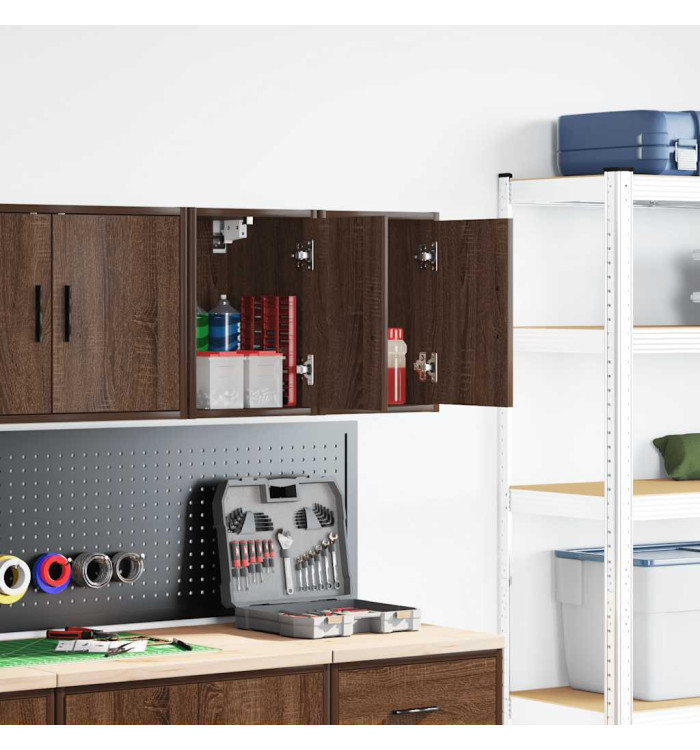 Armoires murales de garage 2 pcs chêne marron bois d'ingénierie | Mobilier & Déco