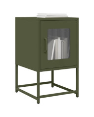 Table de chevet vert olive 36x39x60,5 cm acier laminé à froid | Mobilier & Déco