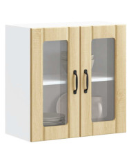 Armoire murale de cuisine et porte en verre Lucca chêne sonoma | Mobilier & Déco