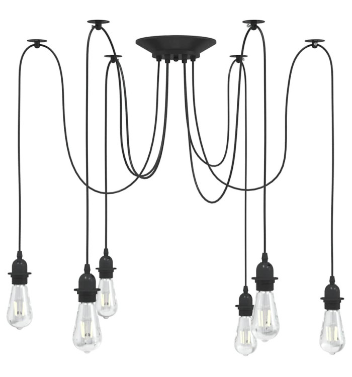 Lampe suspendue avec 6 porte-lampes E27 noir métal | Mobilier & Déco