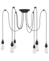 Lampe suspendue avec 6 porte-lampes E27 noir métal | Mobilier & Déco