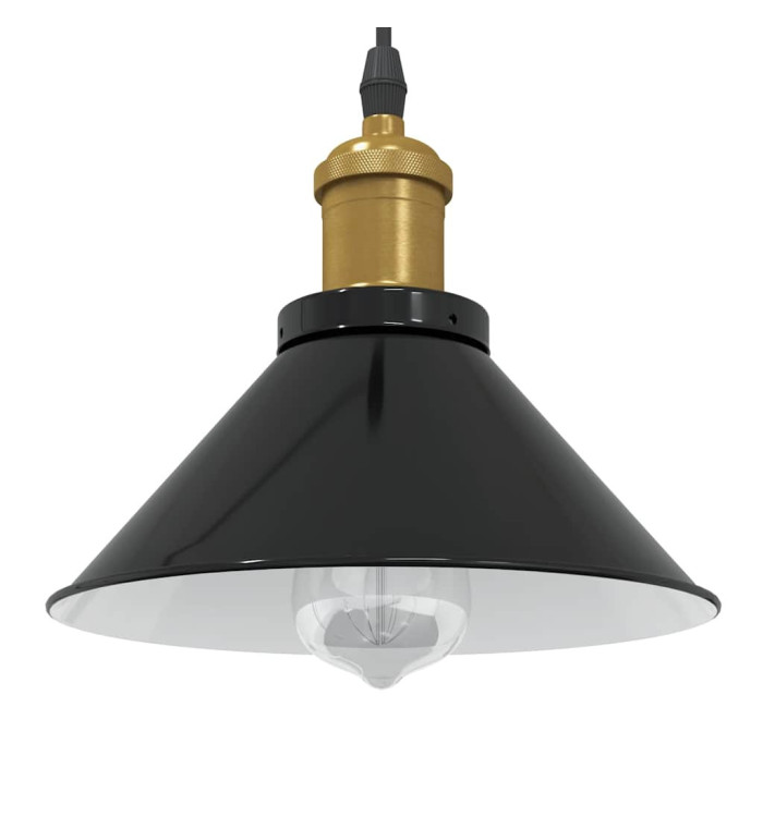 Lampe suspendue réglable hauteur E27 noir brillant Ø22 cm métal | Mobilier & Déco