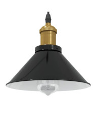Lampe suspendue réglable hauteur E27 noir brillant Ø22 cm métal | Mobilier & Déco
