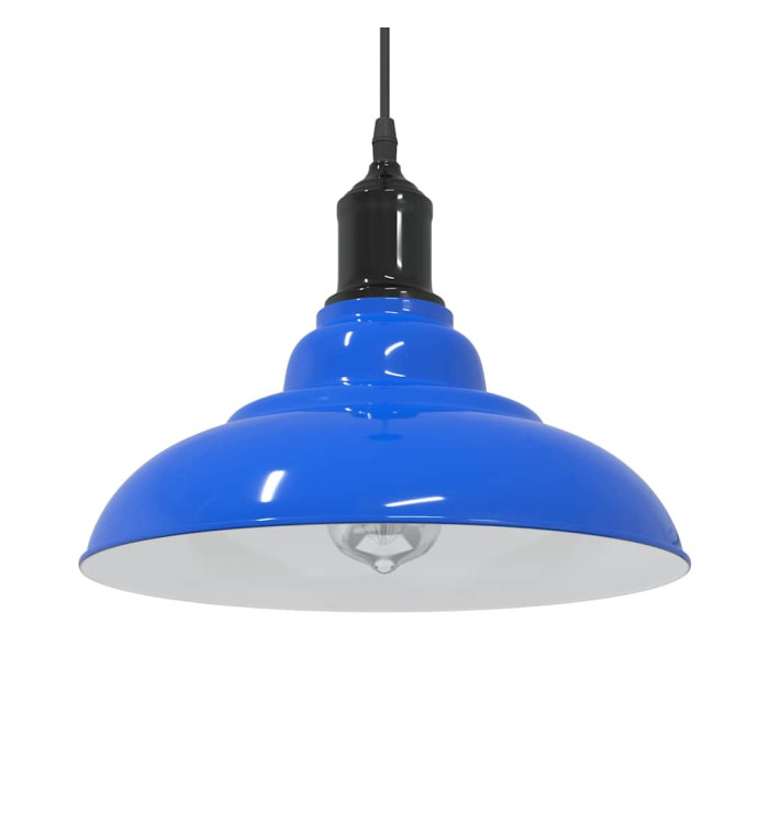 Lampe suspendue réglable hauteur E27 bleu foncé Ø 31 cm métal | Mobilier & Déco