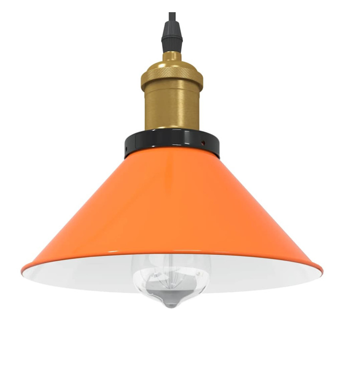 Lampe suspendue réglable hauteur E27 orange brillant métal | Mobilier & Déco