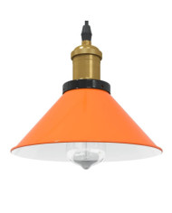 Lampe suspendue réglable hauteur E27 orange brillant métal | Mobilier & Déco