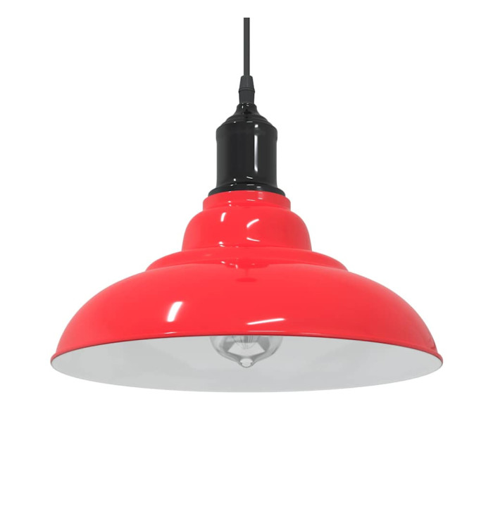 Lampe suspendue réglable hauteur E27 rouge brillant Ø31cm métal | Mobilier & Déco
