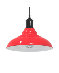 Lampe suspendue réglable hauteur E27 rouge brillant Ø31cm métal | Mobilier & Déco