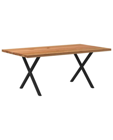 Table à manger marron clair bois de chêne massif rectangulaire | Mobilier & Déco