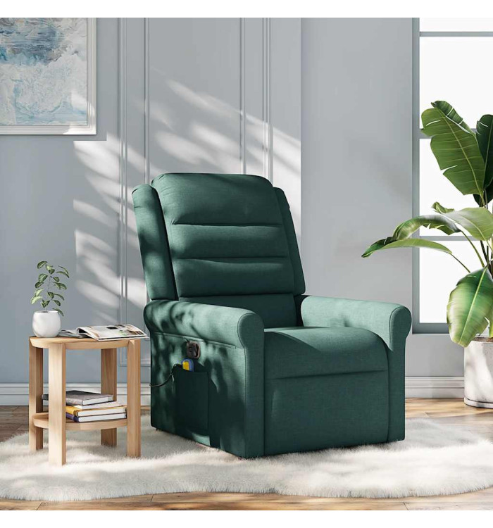 Fauteuil de massage inclinable Vert foncé Tissu | Mobilier & Déco