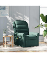 Fauteuil de massage inclinable Vert foncé Tissu | Mobilier & Déco