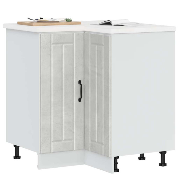 Armoire d'angle de cuisine Lucca gris béton bois d'ingénierie | Mobilier & Déco