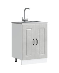 Meuble bas pour évier Kalmar gris béton bois d'ingénierie | Mobilier & Déco