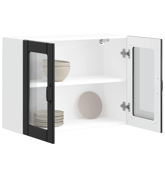 Armoire murale de cuisine avec porte en verre Lucca noir | Mobilier & Déco