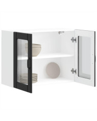 Armoire murale de cuisine avec porte en verre Lucca noir | Mobilier & Déco