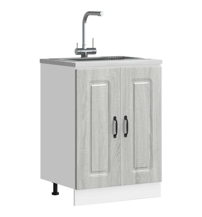 Meuble bas pour évier Kalmar sonoma gris bois d'ingénierie | Mobilier & Déco