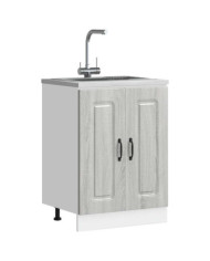 Meuble bas pour évier Kalmar sonoma gris bois d'ingénierie | Mobilier & Déco