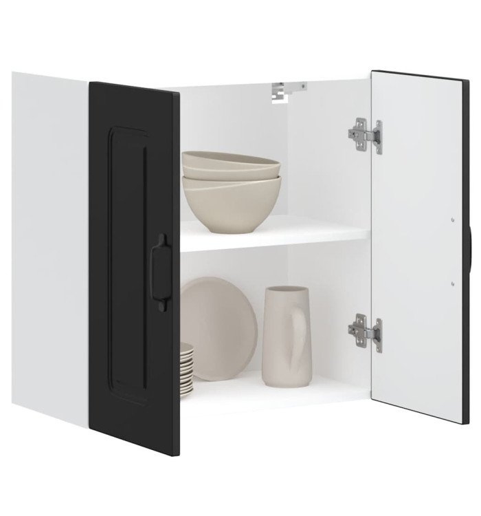 Armoire murale de cuisine Kalmar noir bois d'ingénierie | Mobilier & Déco